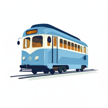 an AI Image Generator, Retro-Styled Illustration of a Vintage Tramの素材