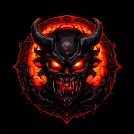 the AI Image Generator, Fiery Demonic Illustration with Glowing Eyesの素材