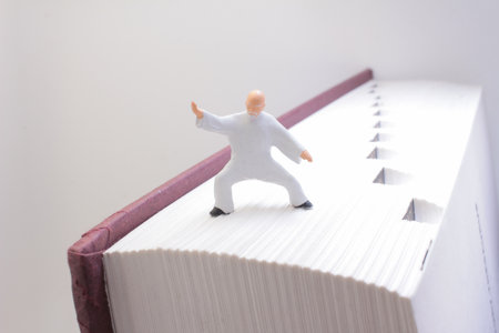 A unique concept featuring a miniature martial artist figure standing
