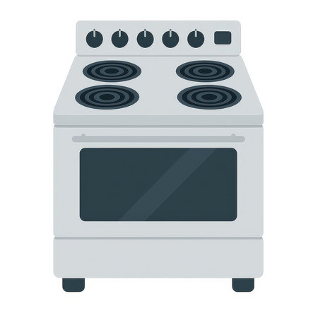 the AI Image Generator, Modern Electric Range Oven With Four Burnersの素材