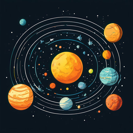 the AI Image Generator, Illustrative Depiction of the Solar System and Its Planetsの素材