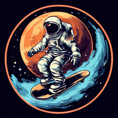 the AI Image Generator, Astronaut Exploring a Fiery Alien Planet in Spaceの素材