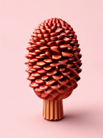 the AI Image Generator, Wooden Pinecone Carving Against a Minimalistの素材