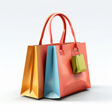 an AI Image Generator, Colorful Shopping Bags Isolatedの素材