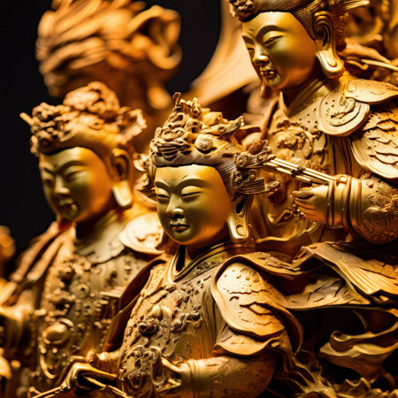 the AI Image Generator, Sculpture Depicting Traditional Oriental Artistic Elementsの素材