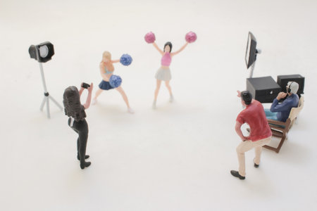 A tiny cheerleading scene captured in a photography studio.の写真素材