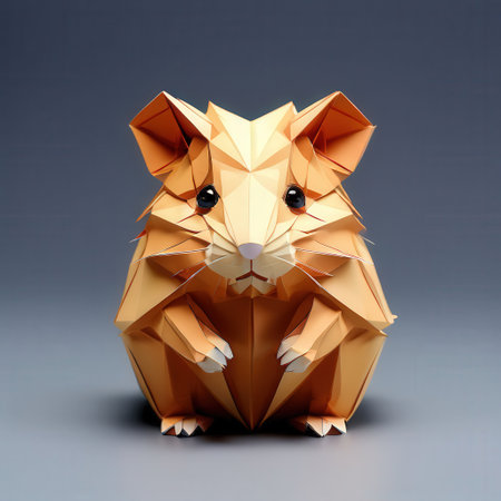 an AI Image Generator, Origami Hamster Sculpture Showcasing Artistic Paperの素材