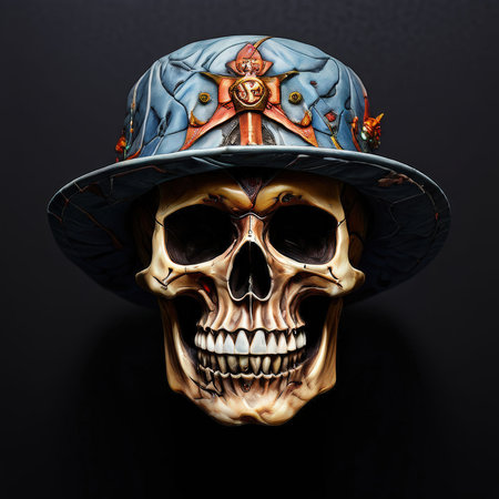 the AI Image Generator, Skull Wearing Elaborate Steampunk Hat With Intricate Detailsの素材