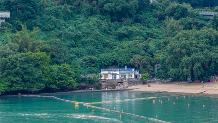 Peaceful beach, iconic bridges, sunset, and sea viewsの写真素材