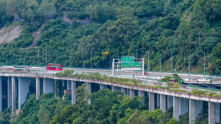 Modern expressway, bridges, traffic, and coastal urban landscape