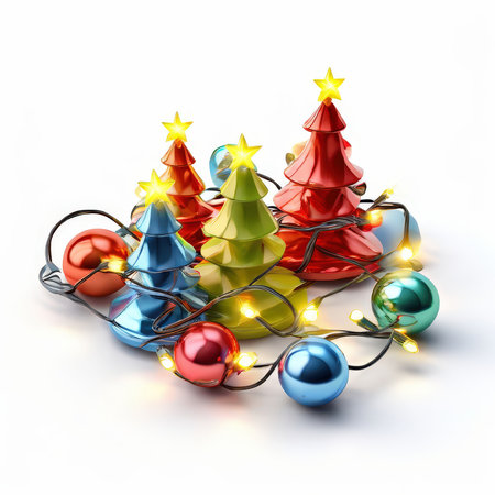 the AI Image Generator, Festive Christmas Tree Made of Colorful Ornaments,の素材