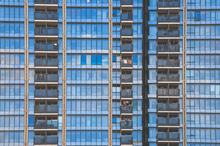 High-rise residential building in vibrant Kowloon districtの素材