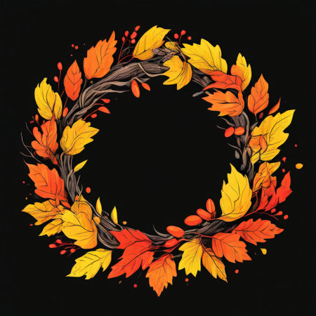the AI Image Generator, Autumn Wreath with Vibrant Leavesの素材