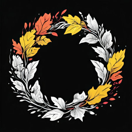 the AI Image Generator, Autumn Wreath with Vibrant Leavesの素材