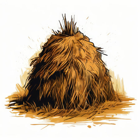 the AI Image Generator, Golden Haystack in Open Field Under Clear Skyの素材