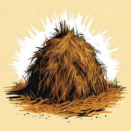 the AI Image Generator, Golden Haystack in Open Field Under Clear Skyの素材