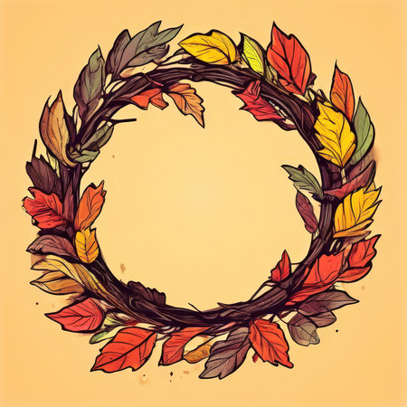 the AI Image Generator, Autumn Wreath with Vibrant Leavesの素材