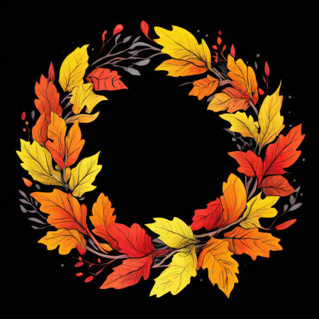 the AI Image Generator, Autumn Wreath with Vibrant Leavesの素材