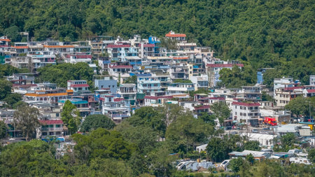 Rural village scenery surrounded by nature in Pui Oのeditorial素材