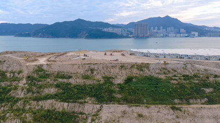 the Expansive Tseung Kwan O Area 137 Fill Bank Siteのeditorial素材