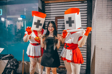 Festive costume celebration with nightlife and character playの写真素材