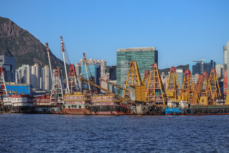 High-density housing in historic Hong Kong neighborhood Sept 14 2025のeditorial素材