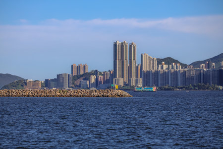 Modern cityscape blending business, housing, and harbor views Sept 14 2025のeditorial素材