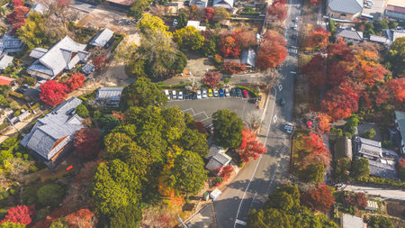 Colorful fall foliage near Sakamoto in otsu Shiga Prefecture