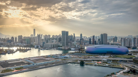 State of the art Kai Tak Sports Park stadium in Kowloon Dec 14 2025のeditorial素材