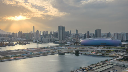 Modern trunk road T2 under construction in Kowloon East Dec 14 2025の写真素材