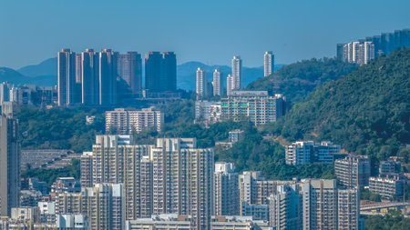 Dense smog covering skyline highlighting serious air pollution Dec 17 2025のeditorial素材