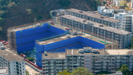Aging public housing estate showing everyday urban living Dec 17 2025のeditorial素材