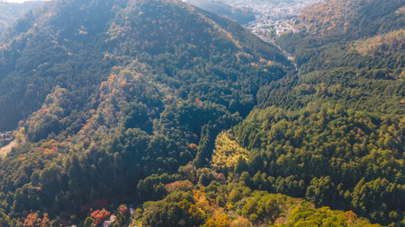 Quiet roadside scenery through Takagamine hills in Kyoto Nov 24 2025のeditorial素材