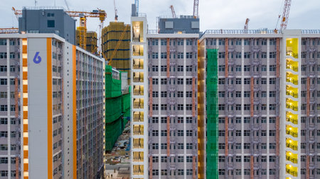 Modern public housing development under construction in Kai Tak Dec 25 2025のeditorial素材