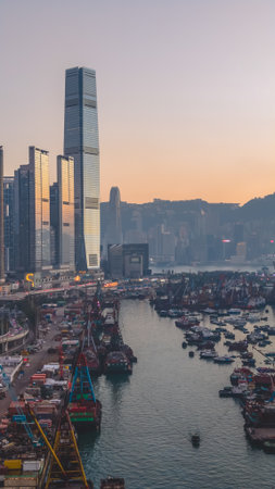 Scenic waterfront view of New Yau Ma Tei Typhoon Shelter Dec 24 2025