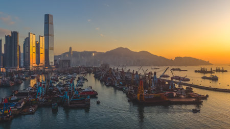 Scenic waterfront view of New Yau Ma Tei Typhoon Shelter Dec 24 2025