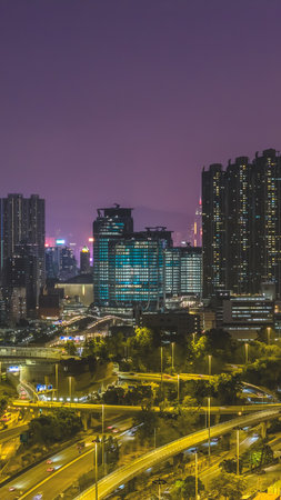 Contemporary office building facade in West Kowloon, Hong Kong Dec 24 2025のeditorial素材