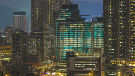 Contemporary office building facade in West Kowloon, Hong Kong Dec 24 2025のeditorial素材