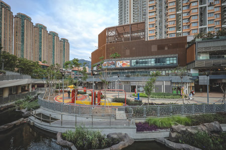 Scenic water feature park located in Diamond Hill Hong Kong Dec 25 2025のeditorial素材