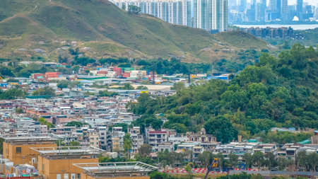 Traditional open courtyard surrounded by historic village walls Dec 20 2025のeditorial素材