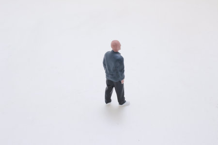 Confident bald man dressed in stylish black outerwearの写真素材