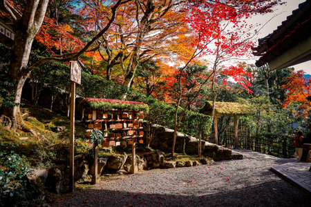 Tranquil Japanese Zen garden with historic Buddhist temple Nov 23 2025のeditorial素材