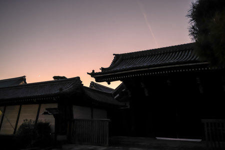 Traditional Buddhist temple architecture in Kyoto cityscape Nov 23 2025のeditorial素材