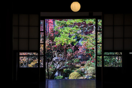 Historic Japanese architecture surrounded by colorful autumn foliage Nov 23 2025のeditorial素材