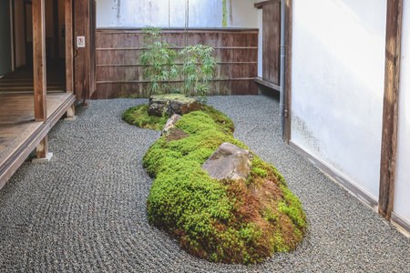 Traditional Zen Stone Garden with Moss and Maple Trees Nov 23 2025のeditorial素材