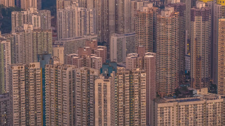 Elevated viewpoint reveals dense urban landscape across Kwun Tong Jan 18 2026のeditorial素材