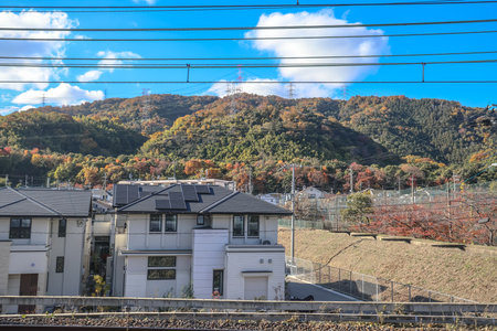 Capturing Kyoto Prefecture Landscapes from HARUKA Train Window Nov 29 2025のeditorial素材