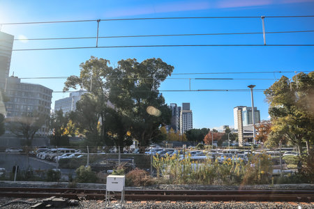 Capturing Osaka Prefecture Landscapes from HARUKA Train Window Nov 29 2025のeditorial素材