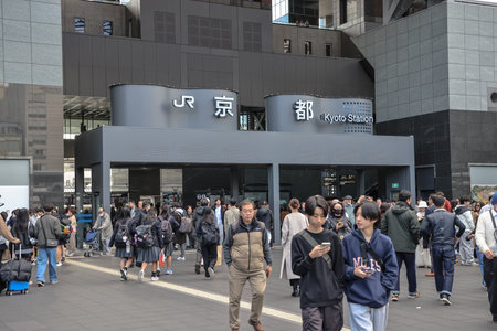 Open public space outside Kyoto Station for travelers and locals Nov 29 2025のeditorial素材