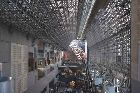 Open public space outside Kyoto Station for travelers and locals Nov 29 2025のeditorial素材